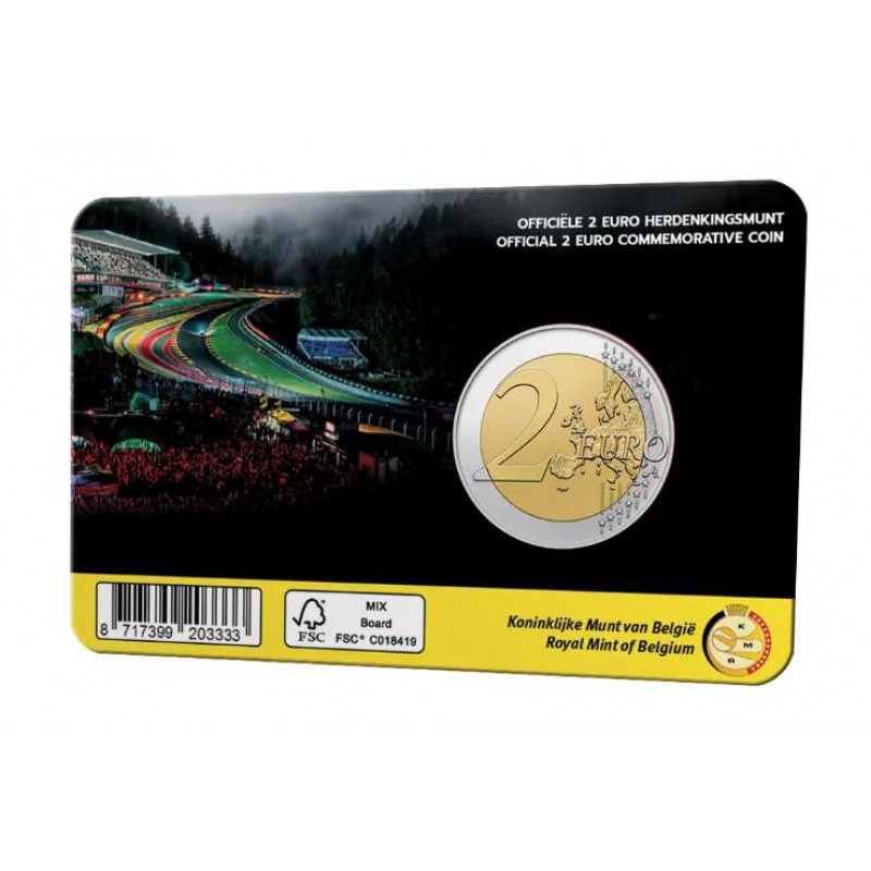 Belgium 2 Euro 2025 Spa Francorchamps circuit F1 Coin card WORLD COINS