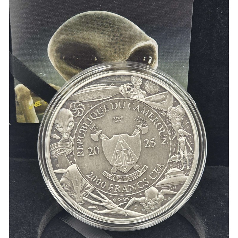 ALIEN We are not Alone 2 Oz Silver Coin Cameroon 2025 GOLD AND SILVER BULLION