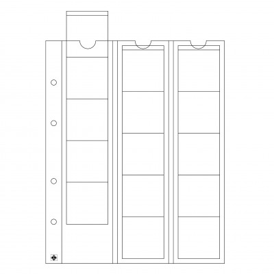Optima 5 coin sheets, for 15 coins up to 42 mm Ø, clear