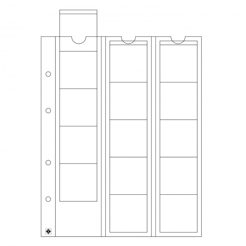 Optima 5 coin sheets, for 15 coins up to 42 mm Ø, clear ACCESSORIES & SUPPLIES