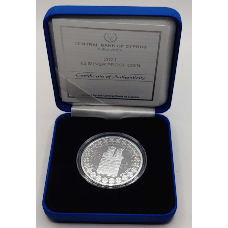 CYPRUS 2021 SILVER PROOF 5 EURO UNESCO ANCIENT IDOL WORLD COINS