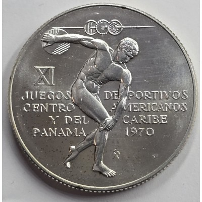 Panama 5 Balboa silver coin 1970 Caribbean Games top