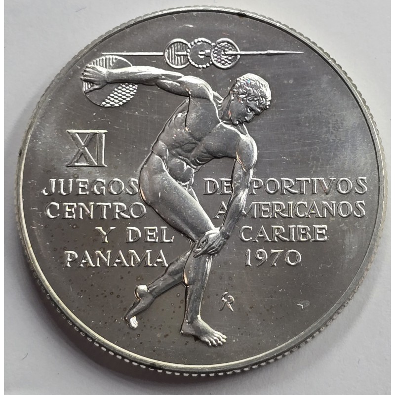 Panama 5 Balboa silver coin 1970 Caribbean Games top WORLD COINS