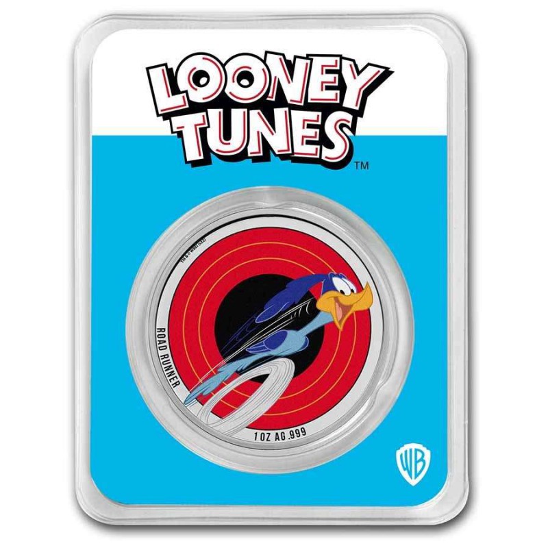 Samoa 1 oz silver Coin Looney Toons ROAD RUNNER 2023 COLOURED GOLD AND SILVER BULLION