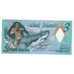 COOK ISLANDS 3 DOLLARS 2021 SHARK BANKNOTE 2021 UNC WORLD BANKNOTES
