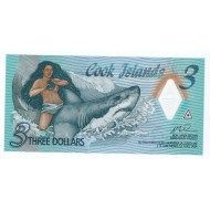 COOK ISLANDS 3 DOLLARS 2021 SHARK BANKNOTE 2021 UNC