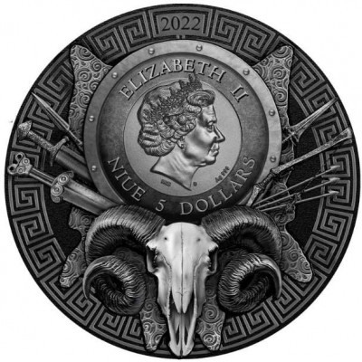 JASON AND CHIRON ARGONAUTS SERIES 2022 2 OZ NIUE ULTRA HIGH RELIEF ANTIQUE FINISH SILVER COIN