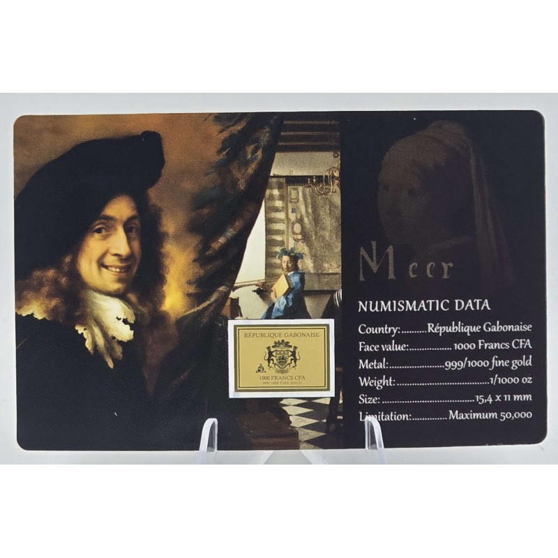 Johannes Vermeer Collage 1/1000 Oz .999 Gold in Coin card GOLD AND SILVER BULLION