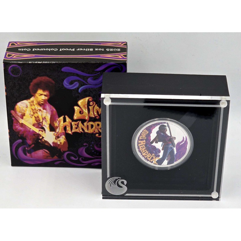 Tuvalu 2025 Jimi Hendrix Silver 1oz .999 Proof Colored Coin GOLD AND SILVER BULLION