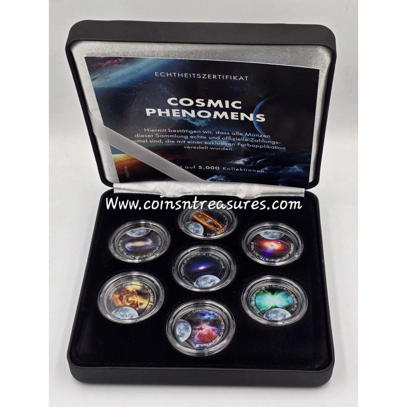 Cook Islands Cosmic phenomena set collection of 7 colored coins WORLD COINS