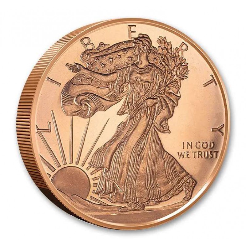 1 oz 999 Walking Liberty Dollar Fine Copper Round coin GOLD AND SILVER BULLION