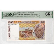 West African Senegal 1000 Francs 2002 P711KI PMG66 EPQ