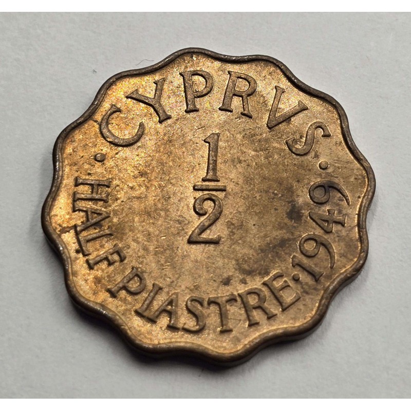 CYPRUS 1/2 PIASTRE 1949 COIN OF KGVI RED UNC WORLD COINS
