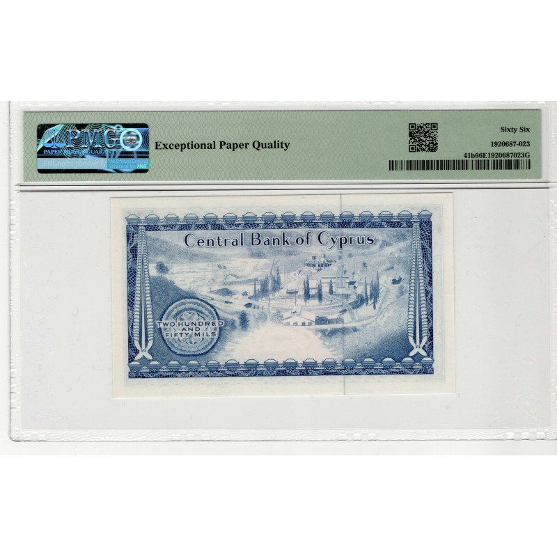 CYPRUS 250 MILS 1973 BANKNOTE PMG 66 EPQ P41b WORLD BANKNOTES