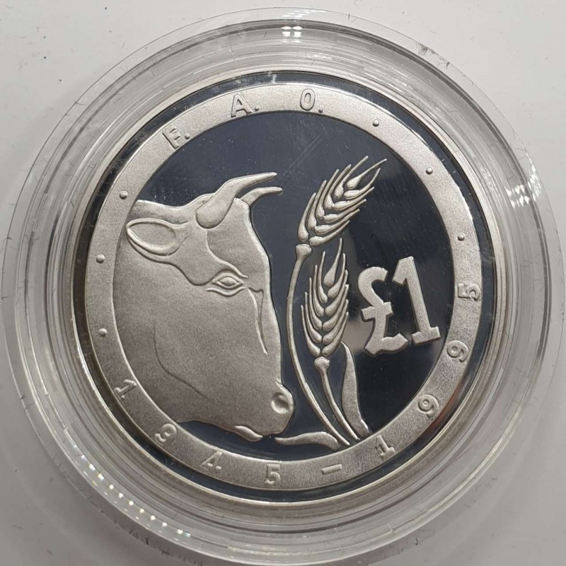 CYPRUS 1995 SILVER PROOF ONE POUND COIN FAO BULL WORLD COINS