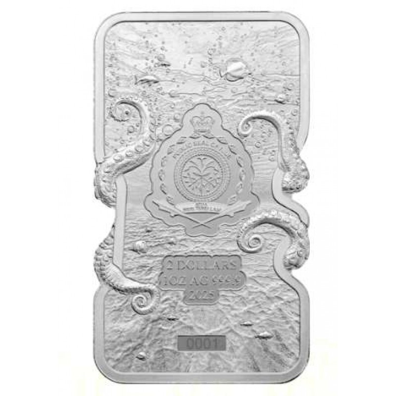 Niue 2025 1oz Giant Pacific Octopus .9999 Silver Bar PAMP GOLD AND SILVER BULLION