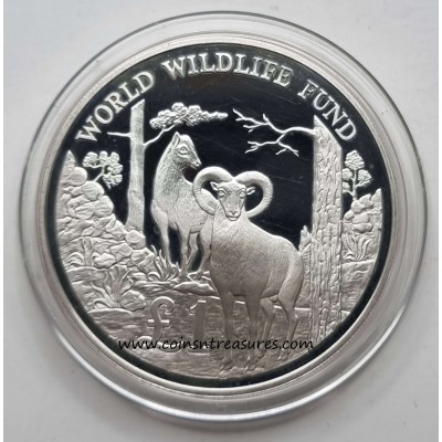CYPRUS 1986 SILVER PROOF 1 POUND WWF MOUFLON BOX + COA