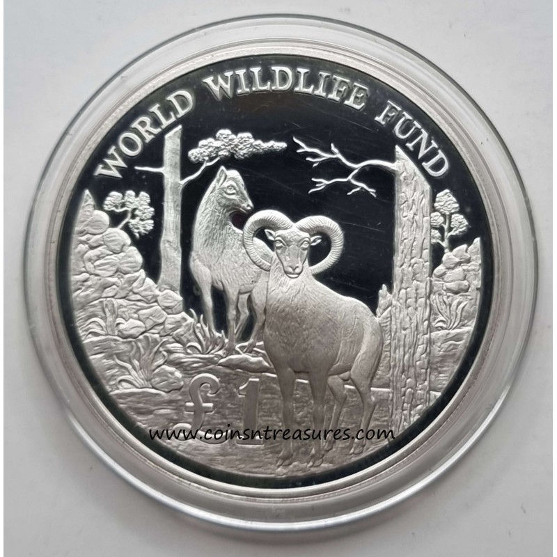CYPRUS 1986 SILVER PROOF 1 POUND WWF MOUFLON BOX + COA WORLD COINS