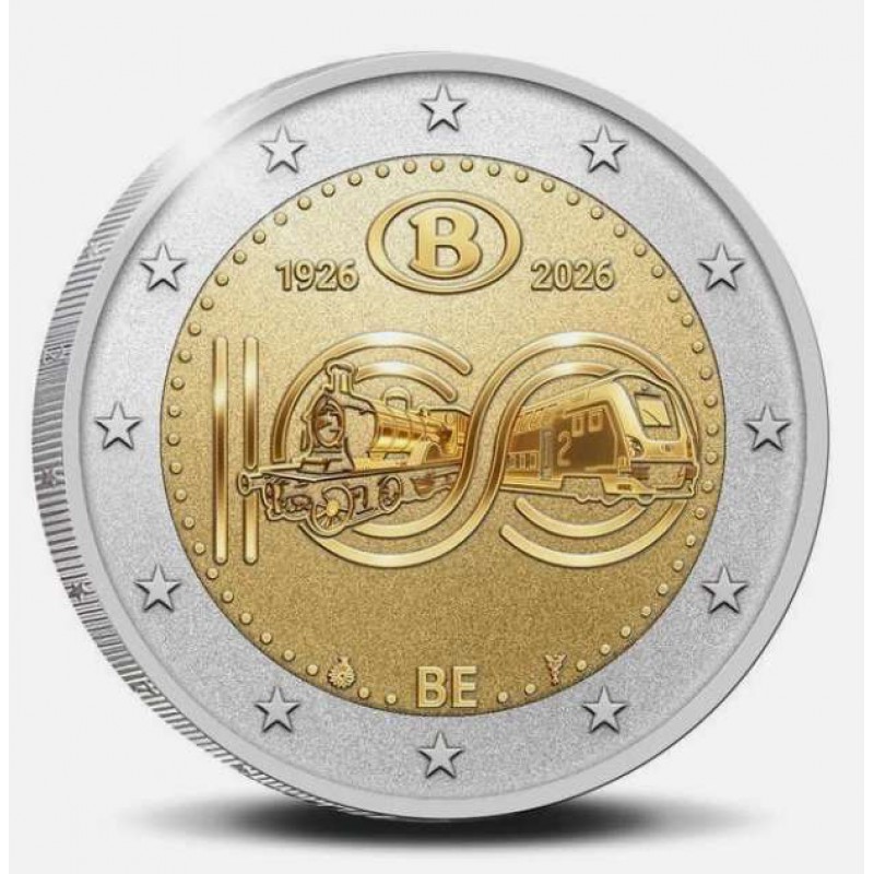 Belgium 2026 National Railway 2 Euro REVERSE Proof Coin WORLD COINS