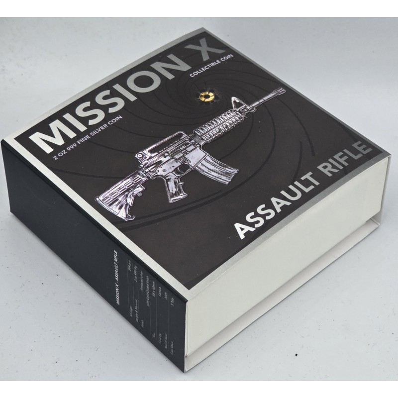 ASSAULT RIFLE Mission X 2 Oz Silver Coin Samoa 2025 GOLD AND SILVER BULLION