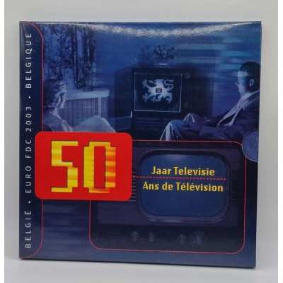 BELGIUM 2003 YEAR EURO COINS SET BLISTER 50 YEARS TV