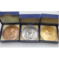 1980 EOKA MATSHS 3 MEDALS IN COPPER - SILVER - GOLD PLATED