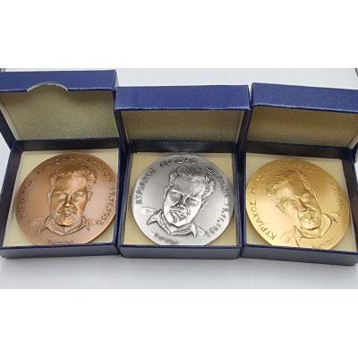1980 EOKA MATSHS 3 MEDALS IN COPPER - SILVER - GOLD PLATED