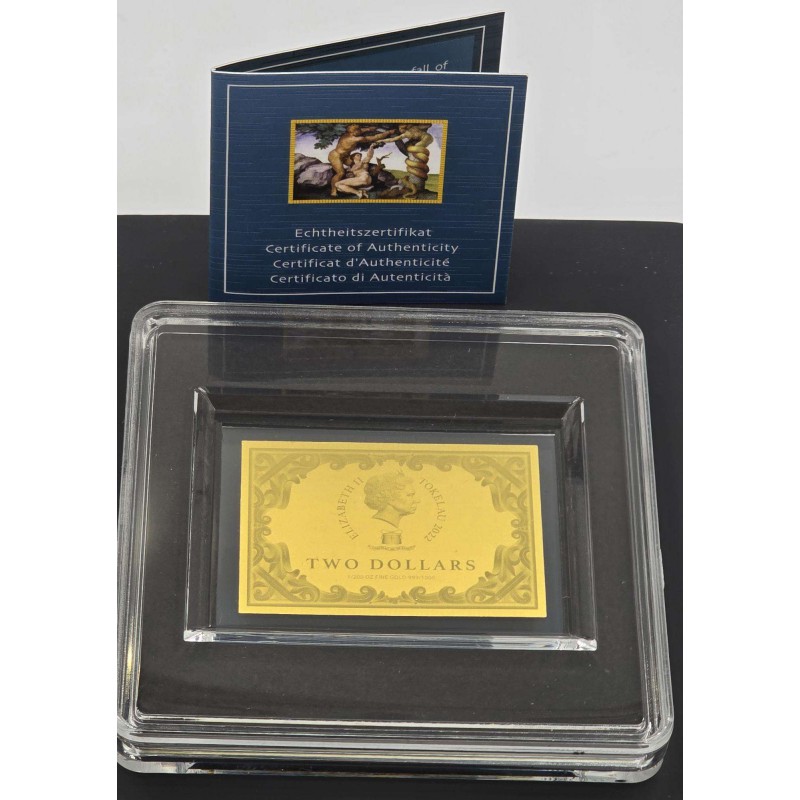 Michelangelo The fall of man 1/200 Oz Gold .999 coin Tokelau 2 dollars GOLD AND SILVER BULLION