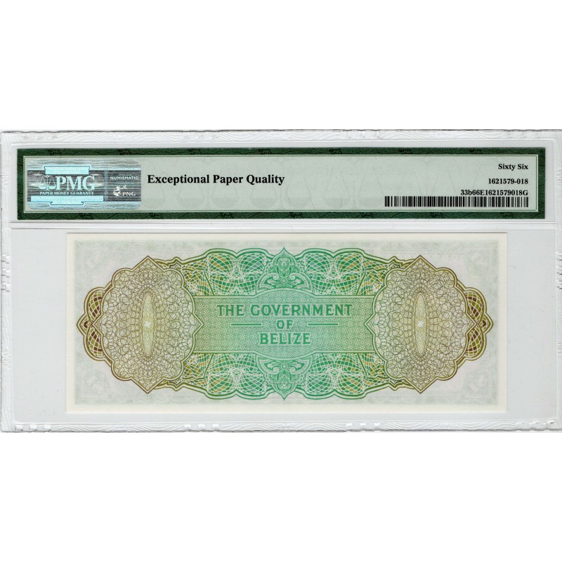BELIZE 1975 QEII BANKNOTE 1 DOLLAR P33b PMG 66 EPQ WORLD BANKNOTES