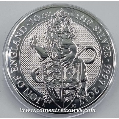 UK Silver Queen's Beasts 2017 The Lion of England Silver 10 OZ coin .999