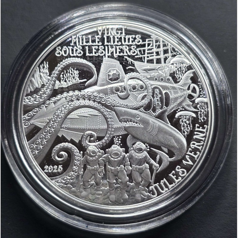France 2025 Jules Verne 20,000 LEAGUES UNDER THE SEA Proof Silver Coin WORLD COINS