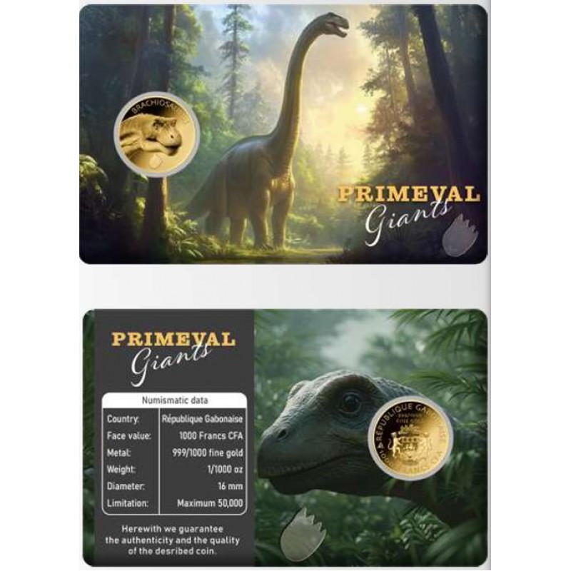 Dinosaur Primeval Giants collection 1/1000 Oz .999 Gold coins Album GOLD AND SILVER BULLION