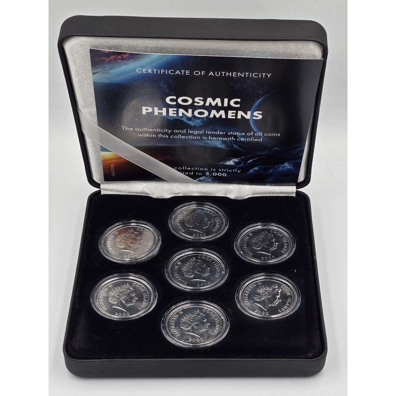 Cook Islands Cosmic phenomena set collection of 7 colored coins WORLD COINS