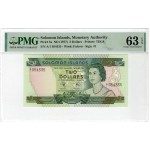 SOLOMON ISLANDS 2 5 10 DOLLARS 1977 - 1979 BANKNOTE SET MATCHING SERIAL NUMBERS QEII GRADED PMG WORLD BANKNOTES