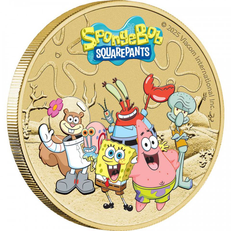 SpongeBob SquarePants and Friends 2025 Collector Coin in Card GOLD AND SILVER BULLION