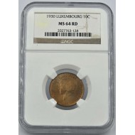 Luxembourg 10 Centimes coin 1930 NGC MS64 RD Top Pop