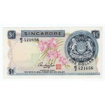 SINGAPORE 1 DOLLAR 1972 UNC BANKNOTE ORCHID FLOWER SERIES WORLD BANKNOTES