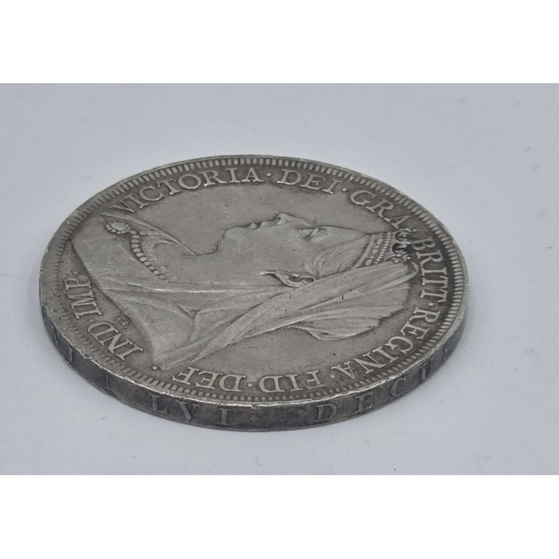 GREAT BRITAIN 1893 CROWN SILVER COIN QUEEN VICTORIA LVI AU WORLD COINS