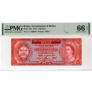 BELIZE 1975 QEII BANKNOTE 5 DOLLARS P35a GEM UNC PMG 66 EPQ