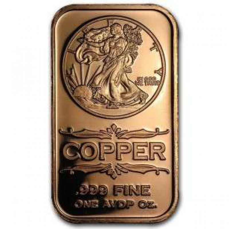1 oz Walking Liberty 999 Fine Copper Bar GOLD AND SILVER BULLION