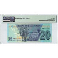 Zimbabwe 2020 Elephant P-104a PMG Gem UNC 66 EPQ 20 Dollars banknote