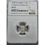 NETHERLANDS 1945 P COIN EAST INDIES 1/10 GULDEN NGC MS65 WORLD COINS
