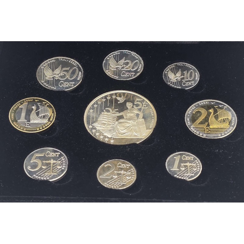Denmark 2002 Silver Proof Euro Trial Coin Set WORLD COINS