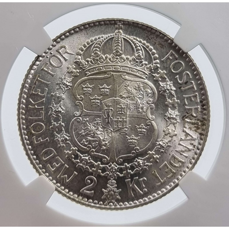 SWEDEN SILVER 2 KRONA 1938 G COIN GUSTAF V NGC MS65 WORLD COINS