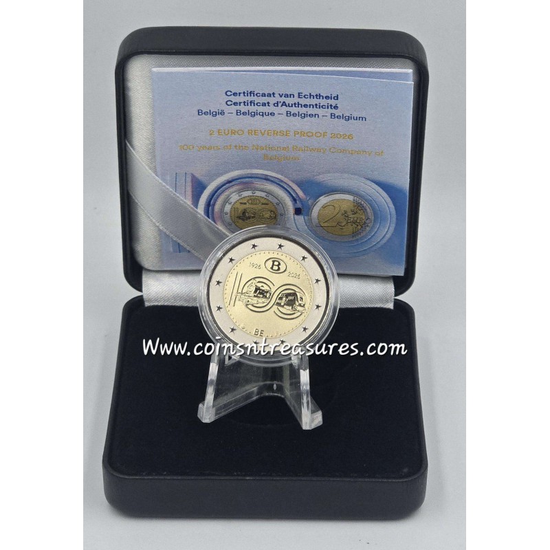 Belgium 2026 National Railway 2 Euro REVERSE Proof Coin WORLD COINS