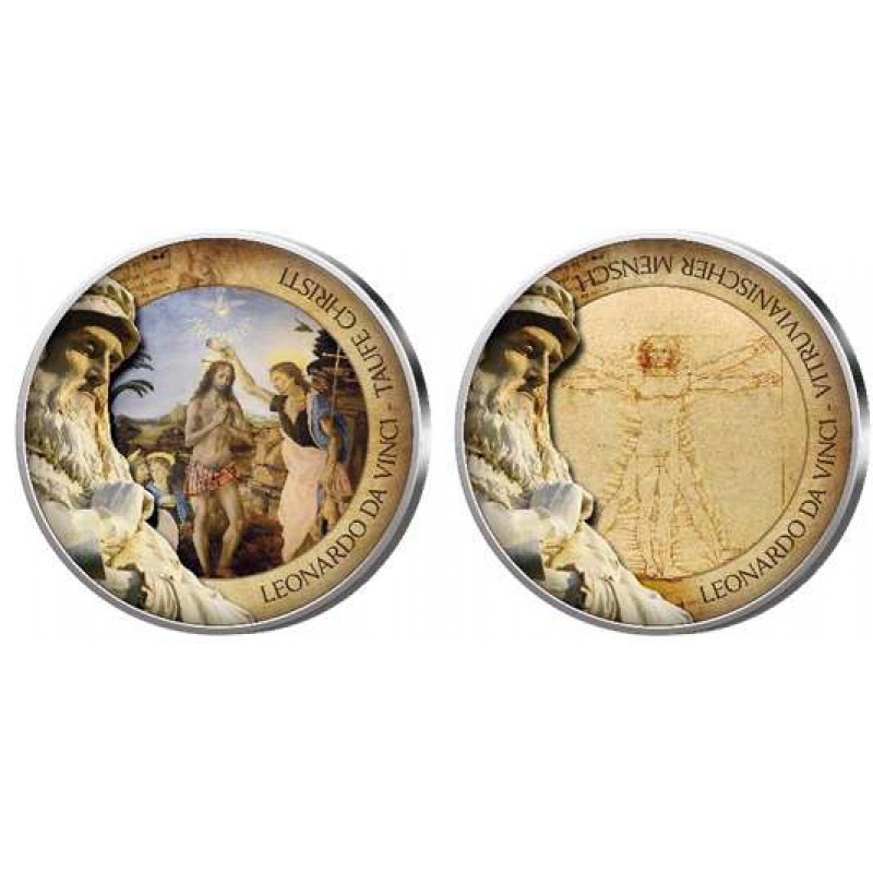 Leonardo Da Vinci - set collection of 7 colored coins WORLD COINS