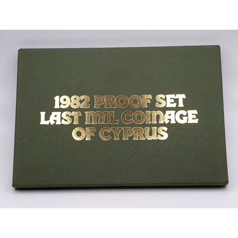 CYPRUS 1982 YEAR LAST MILS PROOF COIN SET IN OFFICIAL CASE WORLD COINS