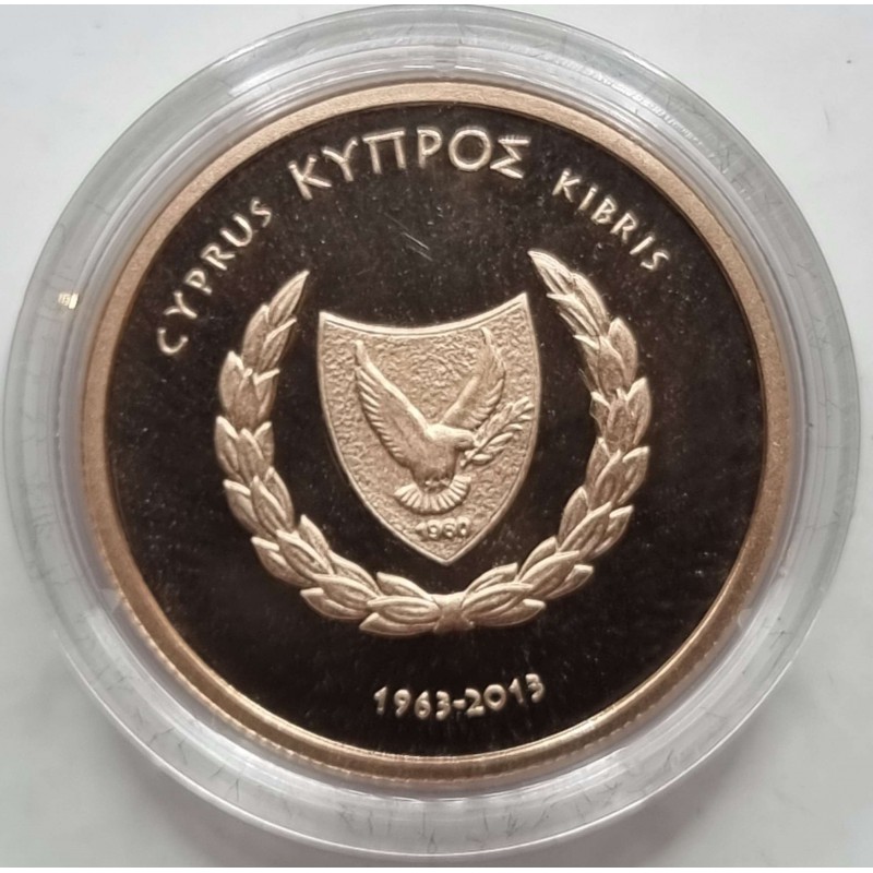 CYPRUS 2013 GOLD PROOF 20 EURO COIN 50th Anniversary WORLD COINS
