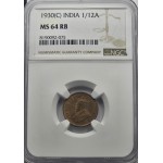 BRITISH INDIA 1/12 ANNA COIN 1930 C KGV NGC MS64RB WORLD COINS