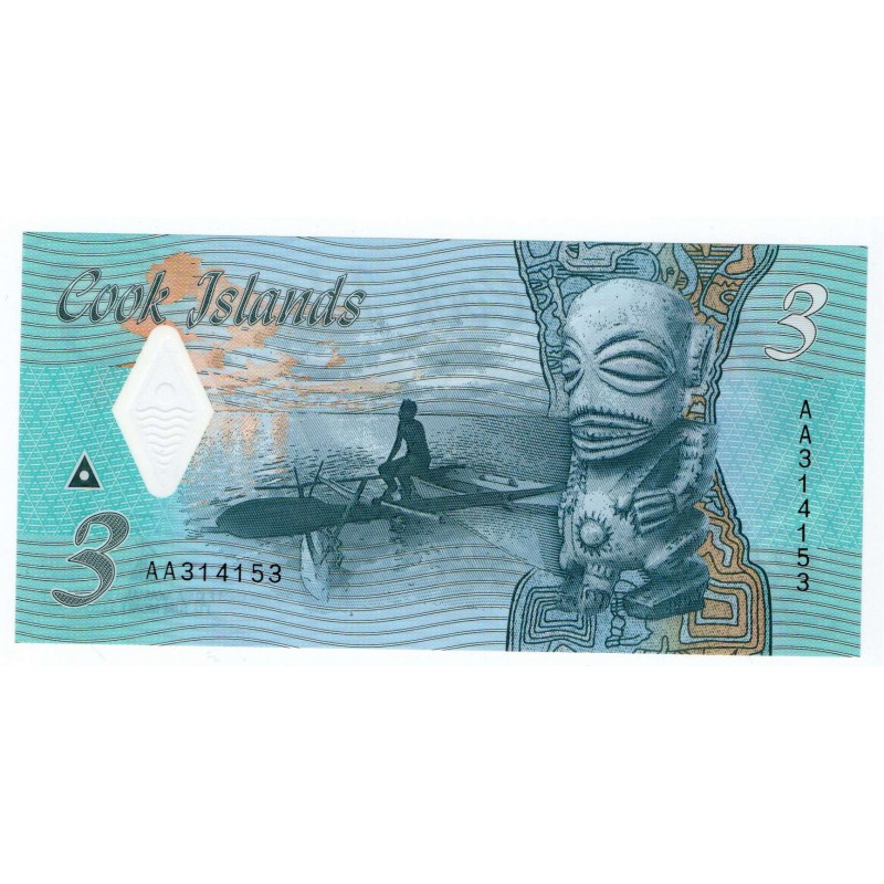 COOK ISLANDS 3 DOLLARS 2021 SHARK BANKNOTE 2021 UNC WORLD BANKNOTES